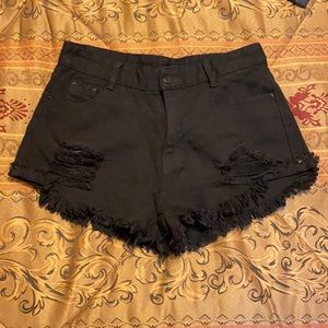 NEW Black Ripped Jean Shorts From Shein! Size M!